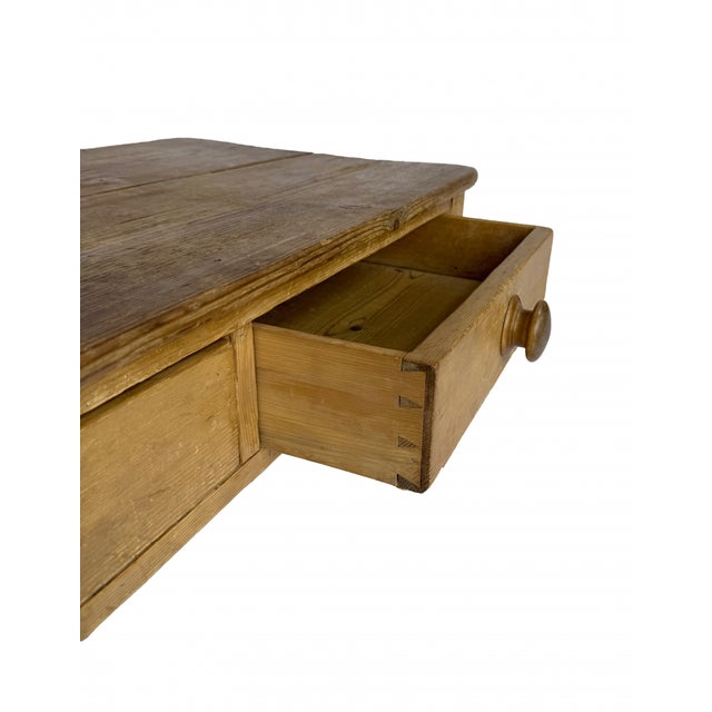 Late 19th Century Country English Pine Low Table With Two Drawers For Sale In Boston - Image 6 of 6