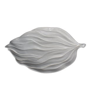 1970s White Porcelain Leaf Platter For Sale