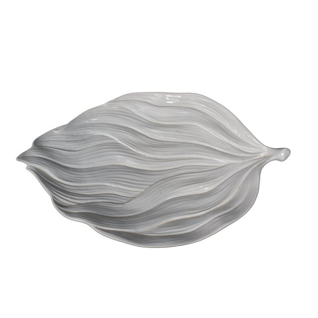 1970s White Porcelain Leaf Platter For Sale