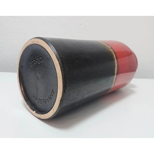 Fat Lava Ceramic Cylinder Vase in Red and Brown attributed to Scheurich, Germany, 1960s For Sale - Image 6 of 7