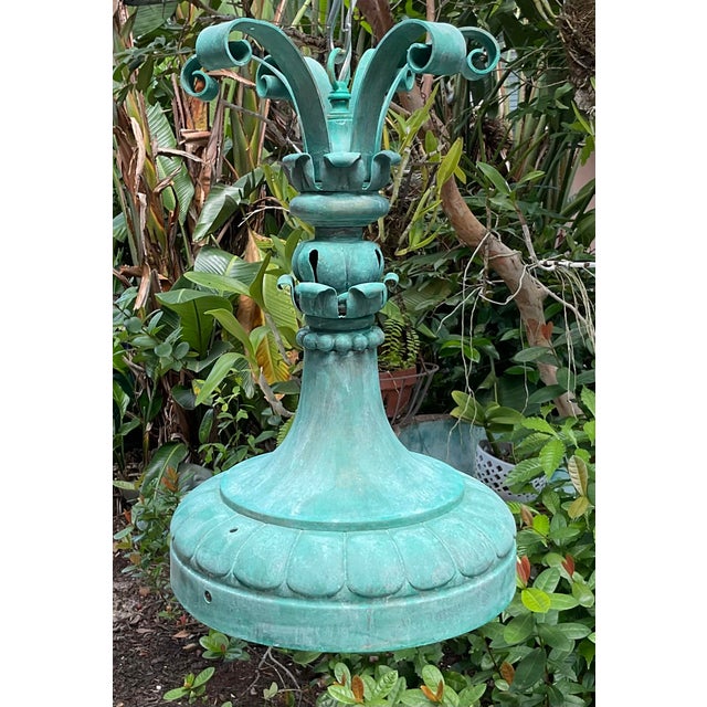 Exquisite 19th-Century Salvage Solid Copper Chandelier / Ceiling Light Fixture For Sale - Image 14 of 14