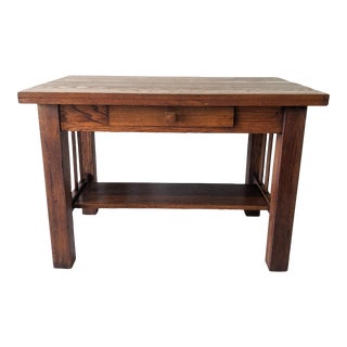 1920s Antique Quartersawn Oak Arts and Crafts Writing Desk For Sale