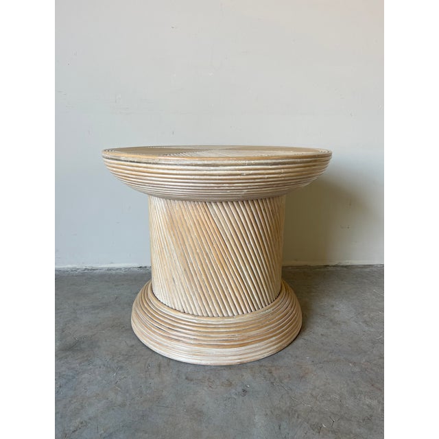 Vintage Organic Modern Pencil Reed Rattan Side / Coffee Table | Chairish