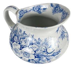 Antique Wash Jug in Blue with Floral Pattern from KG Lunéville, 1890s