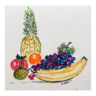 1990s Martha Stiles Fruit Still Life Watercolor For Sale