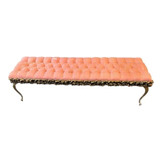 20th Century Vintage Hollywood Regency Gilt Wood Decorated Window Bench For Sale