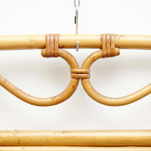 Brown Mid-Century Modern French Rivera Handcrafted Bamboo Rattan Mirror, 1960 For Sale - Image 8 of 12