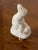 Cute 3” handcrafted alabaster sculpture of two rabbits. On behalf aas lamp finial.