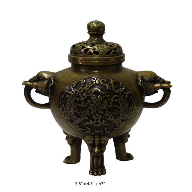Chinese Oriental Bronze Metal Incense Burner Display For Sale In San Francisco - Image 6 of 6