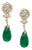 GIA Certified 28 Ct Emerald Cabochon & Diamond Drops Hanging Earrings 14 KYG For Sale
