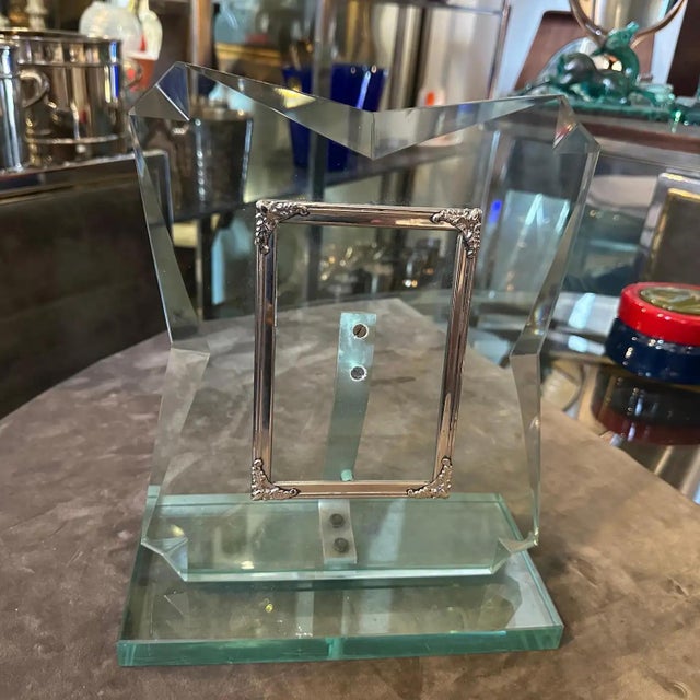 1950s Fontana Arte Style Mid-Century Modern Verde NIlo Glass Picture Frame For Sale - Image 4 of 11