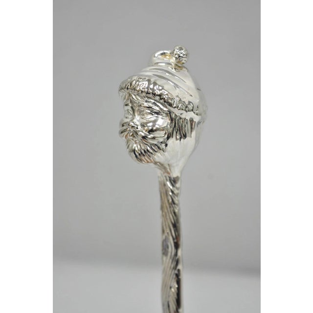 Modern Vintage 9" Santa Claus Christmas Silver Plated Candle Snuffer by Head For Sale - Image 3 of 9
