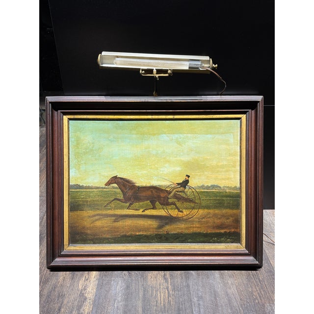 19th-Century American Equestrian Trotting Horse Oil on Canvas For Sale - Image 12 of 12
