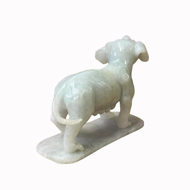 Figurative Chinese White Jade Color Stone Puppy Dog Display Figure For Sale - Image 3 of 7