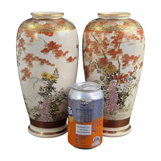 Large Late Meiji Satsuma Vases by Maruni, Set of 2 For Sale - Image 15 of 16