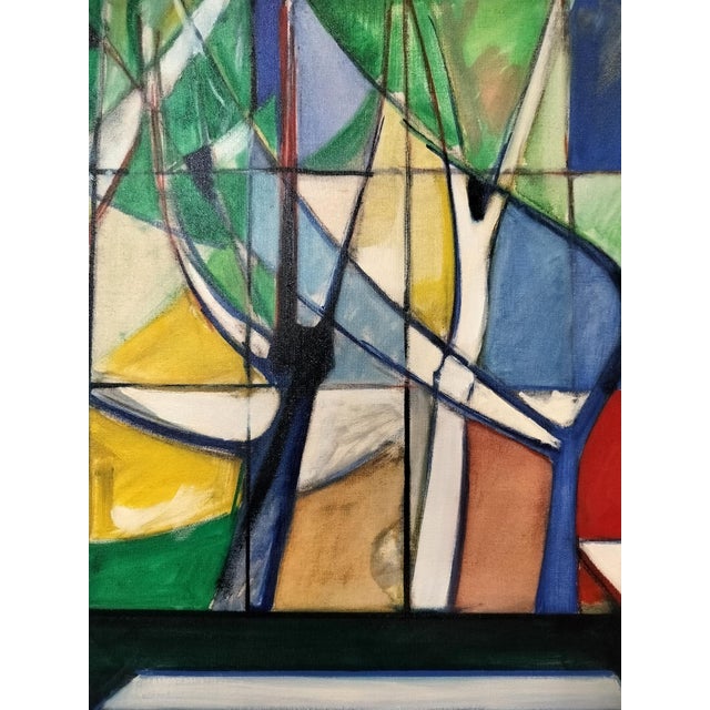 1970s Mid Century Modern Abstract Painting of the Artist's Studio by Jacques Lamy For Sale - Image 5 of 7