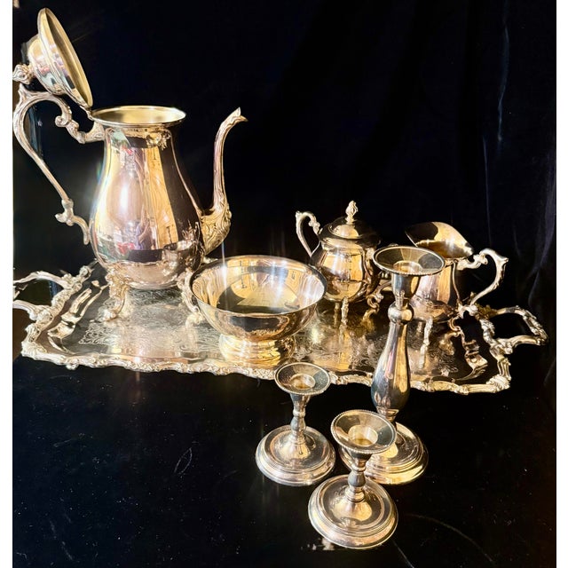 Vintage Silver-Plated on Copper Tea and Coffee Service Set For Sale - Image 10 of 11