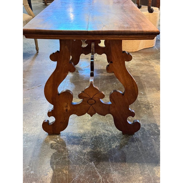 19th C. Italian Walnut Trestle Table For Sale In Dallas - Image 6 of 6