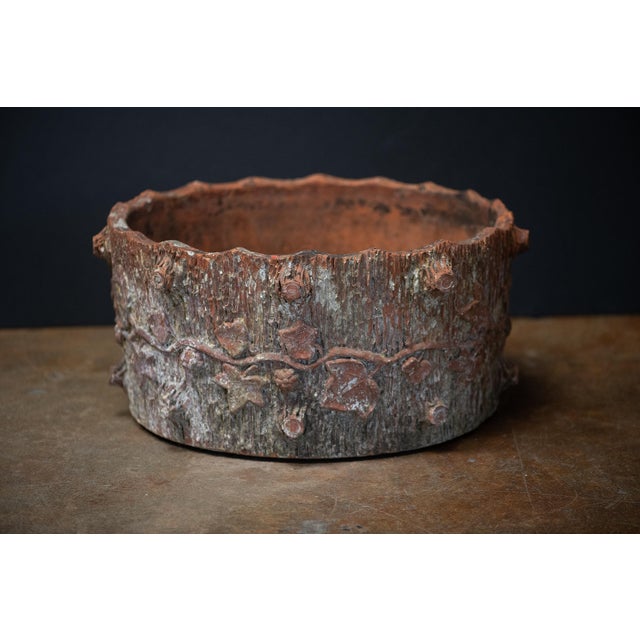 Ceramic Faux Bois Garden Planter Pot of Terracotta From the Royal Potteries, England For Sale - Image 7 of 11