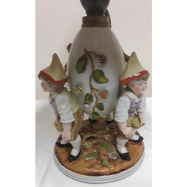 Antique Figurative Bedside Lamps with Porcelain Bases, 1900s, Set of 2 For Sale - Image 9 of 18