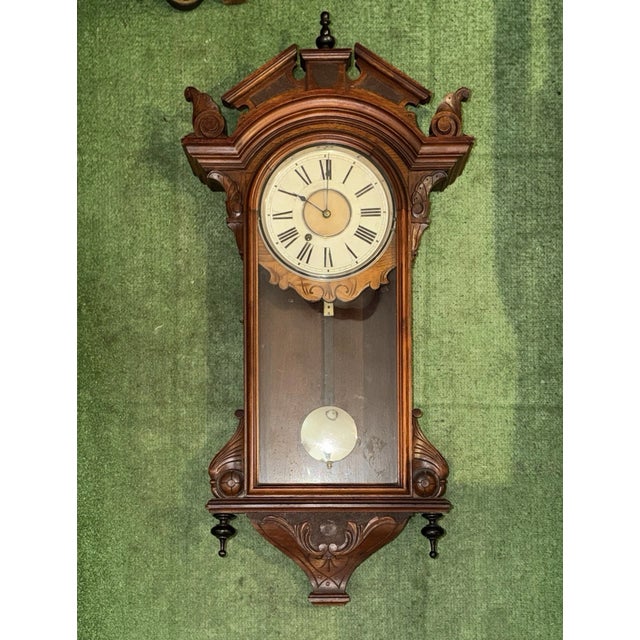 New Haven Clock Company 19th Century New Haven “Regulator C C” Eastlake Wall Clock For Sale - Image 4 of 10