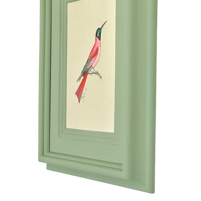 Figurative Original Hand-Painted Pink Bird Painting in a Hand-Painted Frame For Sale - Image 3 of 3