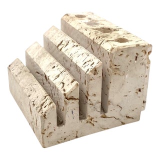 Travertine Desk Organizer by Enzo Mari for Fratelli Mannelli, Italy, 1970s For Sale