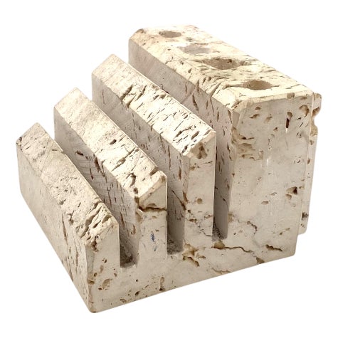 Travertine Desk Organizer by Enzo Mari for Fratelli Mannelli, Italy, 1970s For Sale