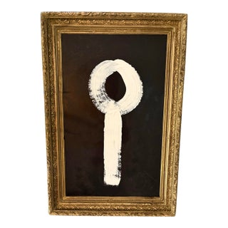 Modern Abstract Painting in Vintage Frame “The Key” For Sale