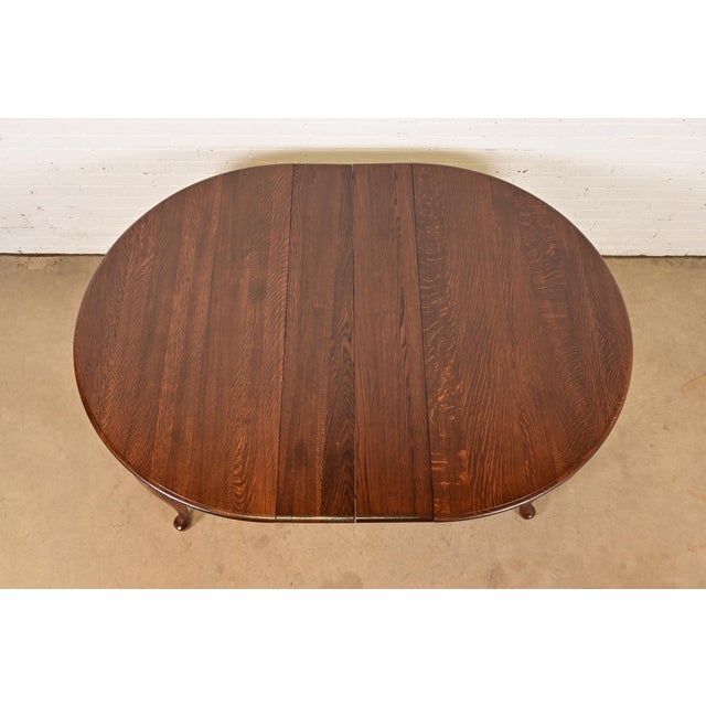 Antique Victorian Carved Oak Extension Dining Table, Newly Refinished For Sale - Image 11 of 13