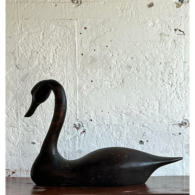 Late 20th Century Vintage Boho Life Size Swan Decoy For Sale - Image 5 of 11