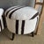 Pair of Off-white & Black Striped Ottomans Made From Vintage Turkish Rugs For Sale - Image 4 of 8