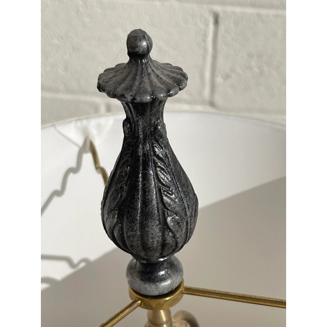 Metal Vintage Mid Century Japanese Metal Flower Base Table Lamp For Sale - Image 7 of 11