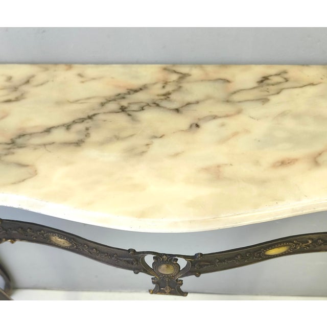 Mid-Century Bronze Console Table with Portuguese Pink Marble Top, 1960s For Sale - Image 6 of 13