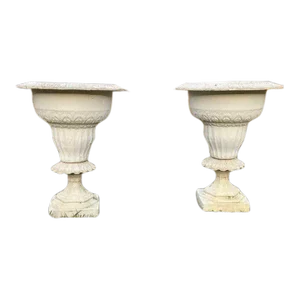 Pair of Victorian Style Cast Metal Urns - Set of 2