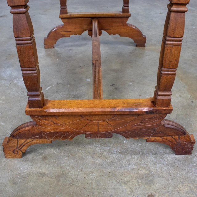 Late 19th Century Eastlake Victorian Style Ladies Writing Desk Walnut Burl and Faux Leather Top For Sale - Image 15 of 18