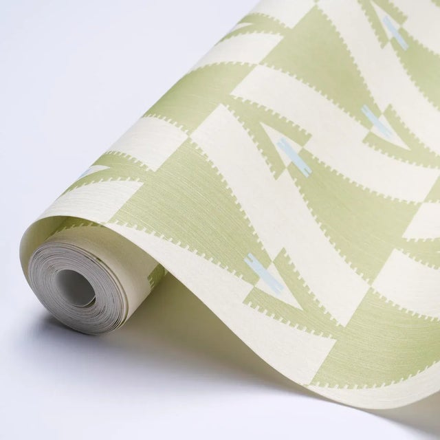 Schumacher Schumacher X A Rum Fellow Kalido Wallpaper In Pistachio For Sale - Image 4 of 4