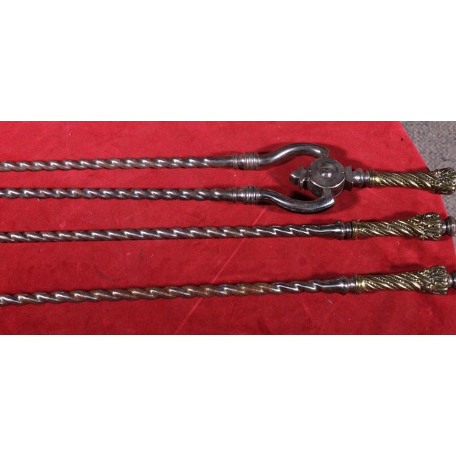 Antique Steel and Bronze Fireplace Set, 1800s, Set of 3 For Sale - Image 3 of 8