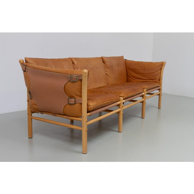 Three-Seater Ilona Safari Sofa in Leather by Arne Norell, Sweden, 1970s For Sale - Image 6 of 18