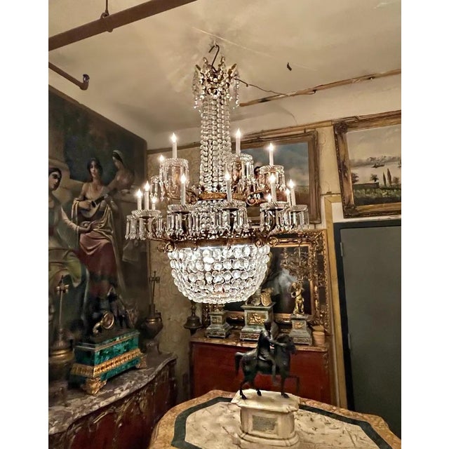 French Antique French Crystal Chandelier For Sale - Image 3 of 8