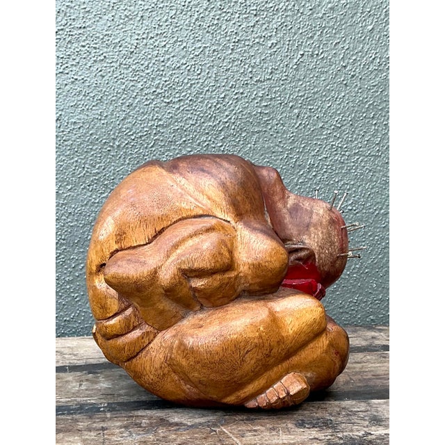 Modern Vintage Carved Man Sphere For Sale - Image 3 of 12