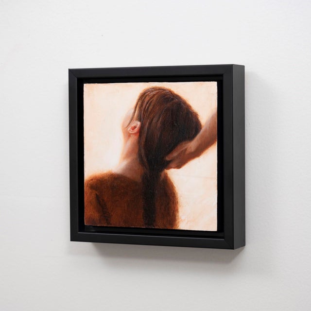 Contemporary And Then There Was Quiet by Ken Cunningham | Oil on cradled panel Portrait of a woman with braided hair. For Sale - Image 3 of 5