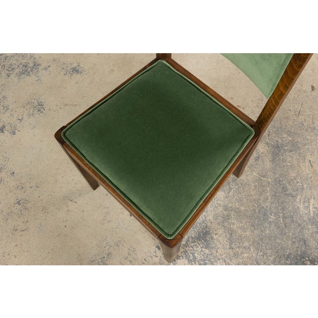1930s French Art Deco Oak Dining Chairs in Green Velvet - Set of 6 For Sale - Image 15 of 18