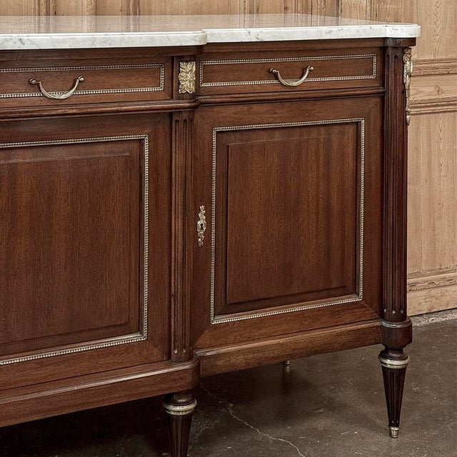 Auburn Louis XVI Style Mahogany Buffet With White Marble Top For Sale - Image 8 of 18