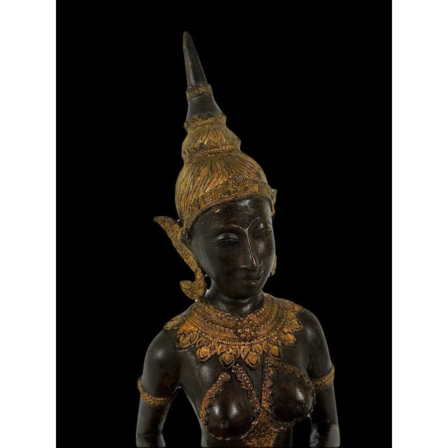 Metal Vintage Thai Bronze & Gilt Female Figure, the Klong Yao Musician Statue / Sculpture For Sale - Image 7 of 13