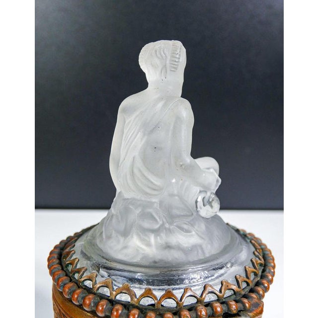 Metal Bronze Box with Glass Faun Sculpture For Sale - Image 7 of 18