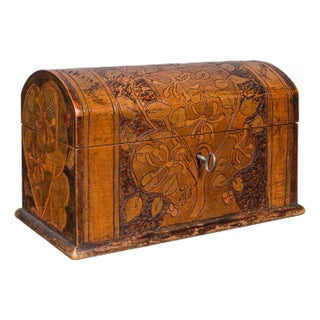 1900's Antique Pokerwork Stationery Box For Sale