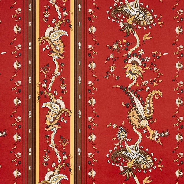 Boho Chic Sample - Schumacher Elena Paisley Stripe Wallpaper in Pompeii For Sale - Image 3 of 5