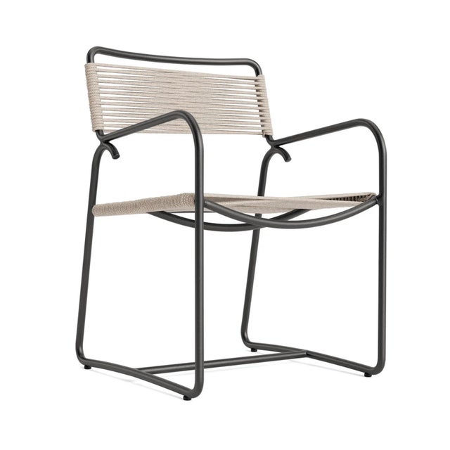 Brown Jordan Walter Lamb Aluminum Arm Chair, Textured Pewter frame with Pebble fabric For Sale - Image 13 of 13