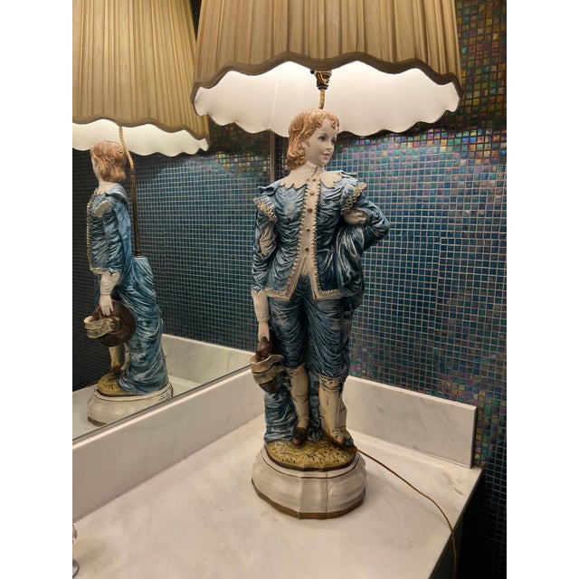 1964 Azzolin Brothers Ceramic Table Lamp - Blue Boy For Sale - Image 4 of 6